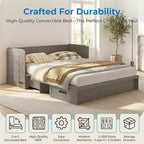Mjkone Letto a Scomparsa Convertibile Matrimoniale Queen Size con Ricarica USB, Cassetti Contenitori, Materasso Escluso