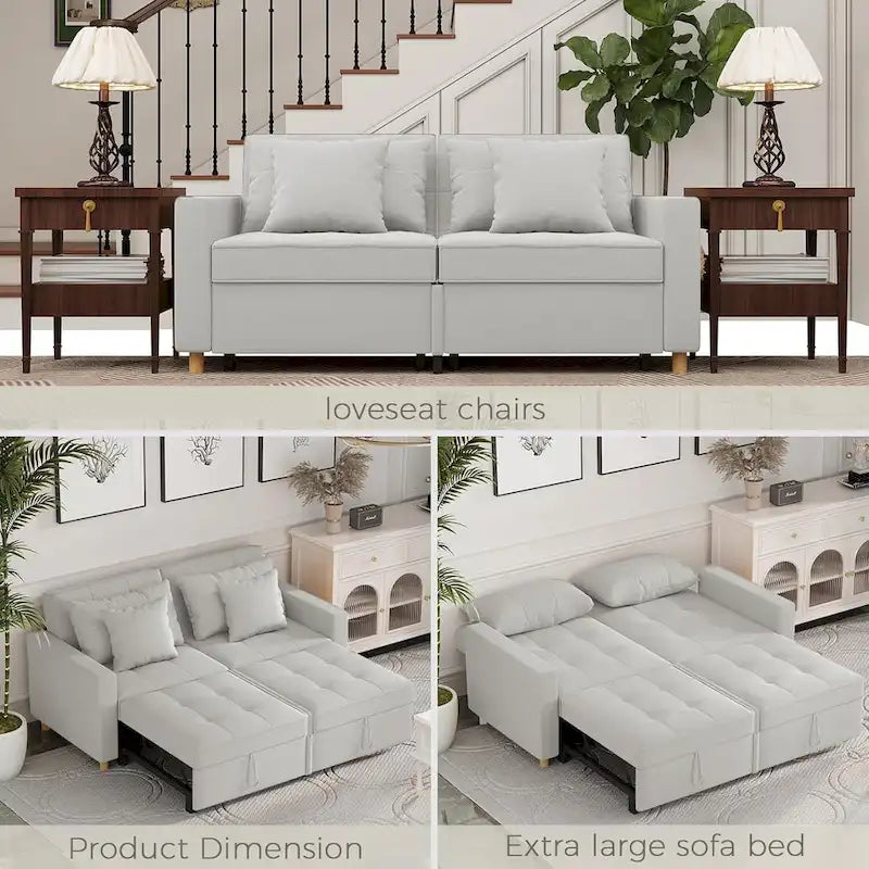 AECOJOY Divano Letto 3 in 1, Letto Singolo Convertibile