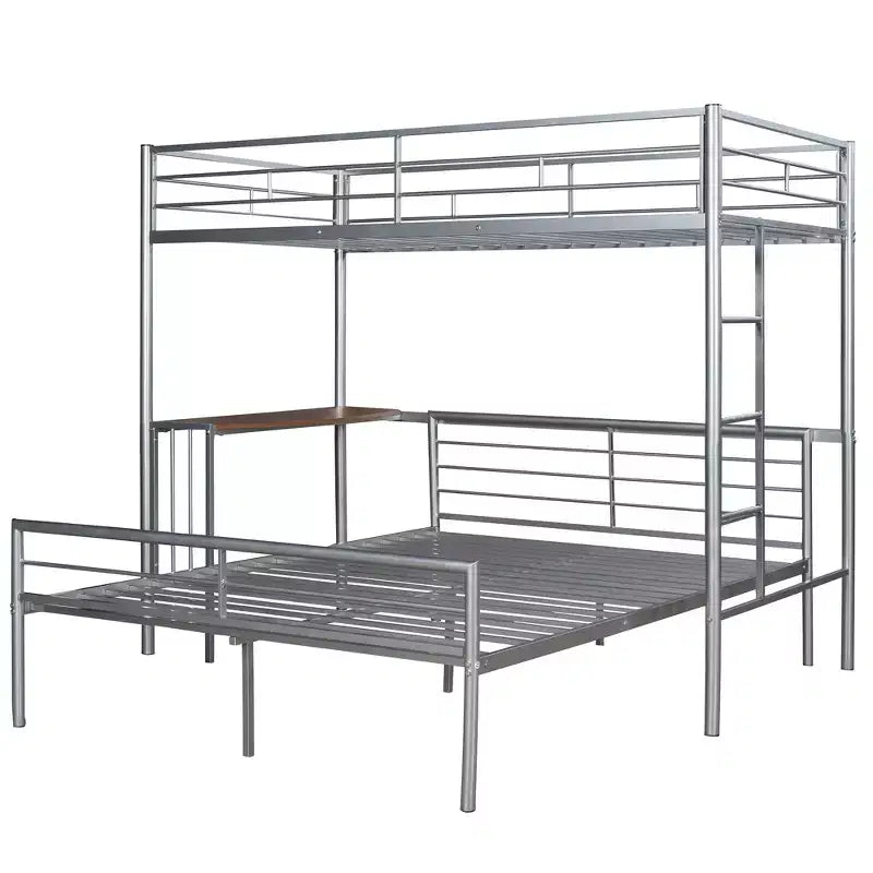 Lit superposé en métal une place sur deux places avec bureau, lit mezzanine une place avec lit inférieur double séparé pour enfants