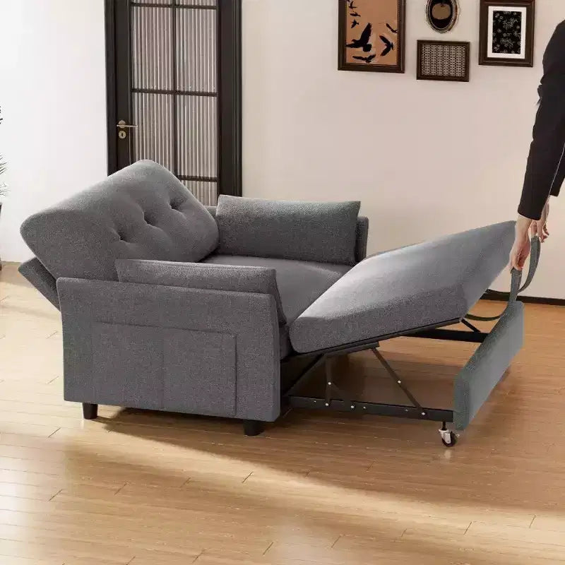 Dyonery 51 Divano Letto 3-in-1, Divanetto Convertibile con Letto Estraibile, Schienale Regolabile, Divano in Lino