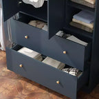 Armoire 2 portes avec miroir, tringle à vêtements et 2 tiroirs