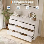 Cassettiera a 6 cassetti, comò moderno e semplice per camera da letto, bianco