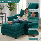 Fauteuil d'appoint surdimensionné en chenille EHMKNP avec pouf