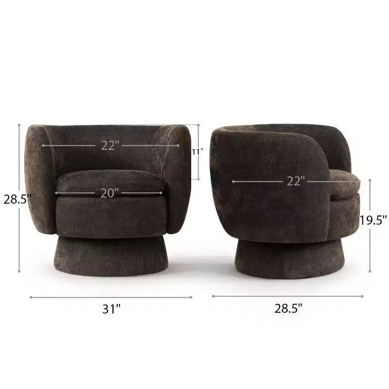 Set di 2 moderne poltrone girevoli a botte con tessuto imbottito, poltrona da salotto girevole a 360 gradi per soggiorno, camera da letto - Panipeachy