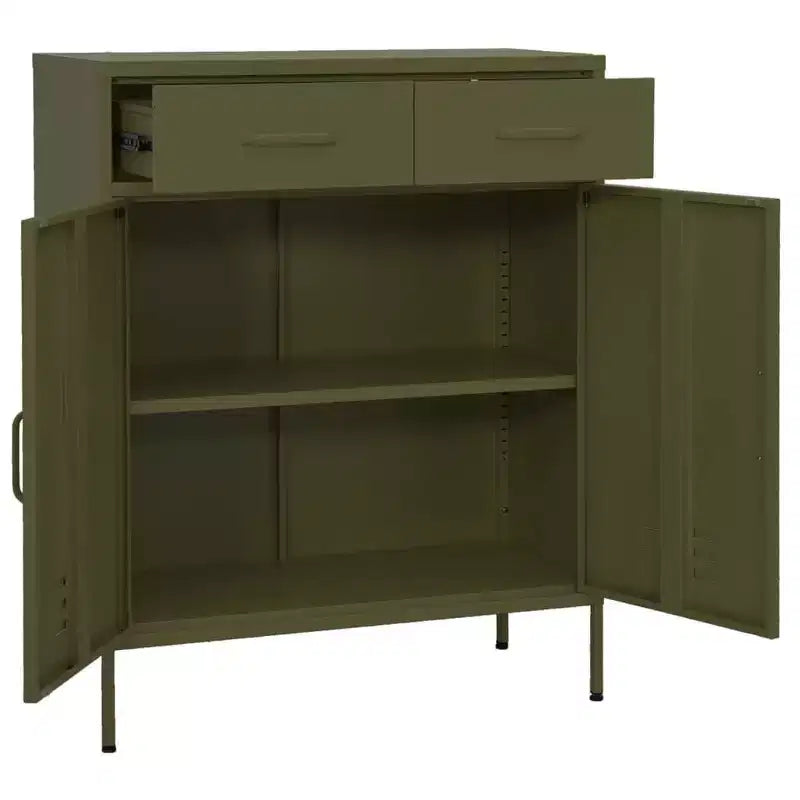 Armadietto portaoggetti in acciaio verde oliva 80 x 35 x 101,5 cm