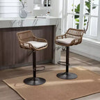TUYOHW 25-33H Sgabelli da bar girevoli con altezza regolabile, sgabelli da bar in vimini con cuscino per cucina e home bar, capacità 113 kg
