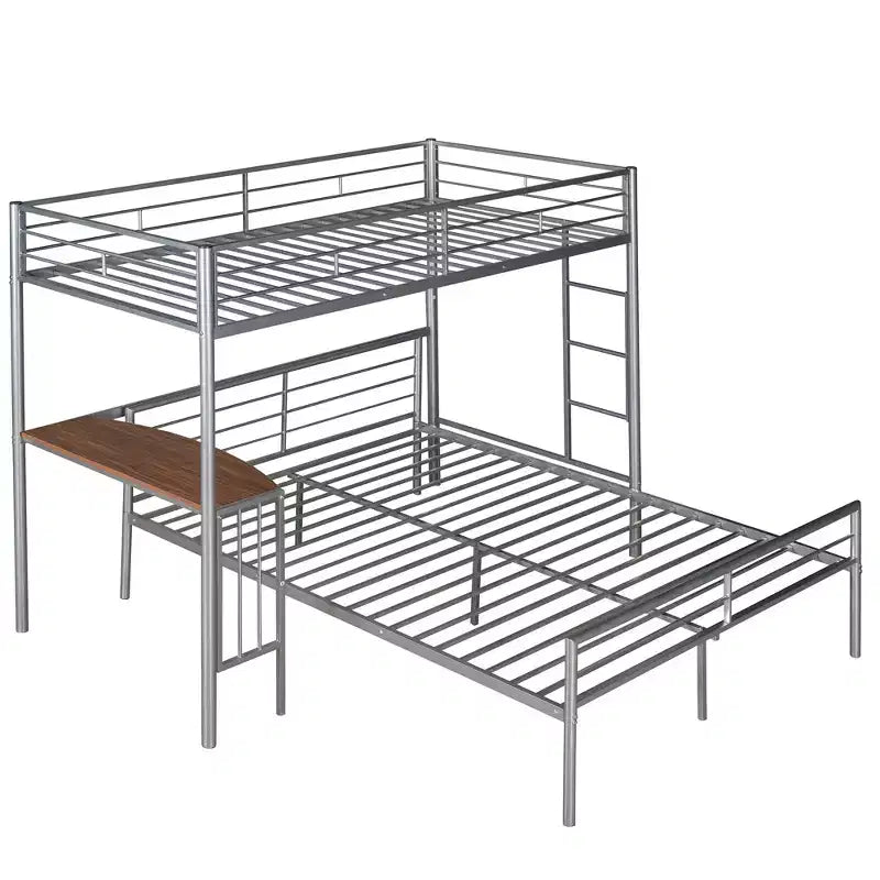 Lit superposé en métal une place sur deux places avec bureau, lit mezzanine une place avec lit inférieur double séparé pour enfants