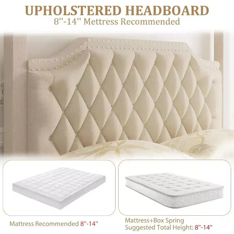 Struttura Letto a Baldacchino Queen Size con Pali a 4 Montanti, Supporto a Doghe in Legno Massello, Nessuna Rete a Molle Necessaria, Silenzioso