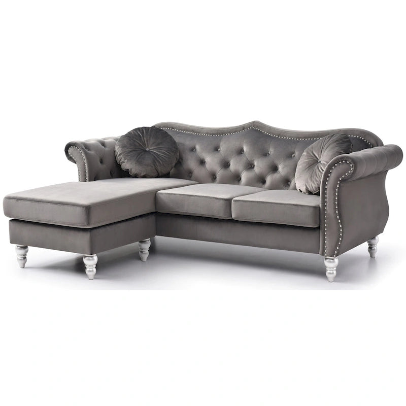 Divano Hollywood Velvet con Chaise Longue Reversibile
