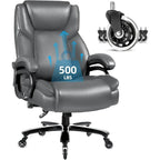 Sedia da Ufficio Direzionale Bossin Extra Large, 500 libbre, Ergonomica con Supporto Lombare Regolabile, Schienale Alto in Pelle PU, per Computer