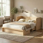 Mjkone Letto a Scomparsa Convertibile Matrimoniale Queen Size con Ricarica USB, Cassetti Contenitori, Materasso Escluso