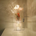 Lampada da terra in rattan LED a colonna con spina per soggiorno