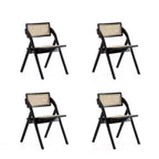 Set of 4 Lambinet Cane Folding Dining Chairs Black/Natural - Manhattan Comfort: Ash Frame, No Assembly Required