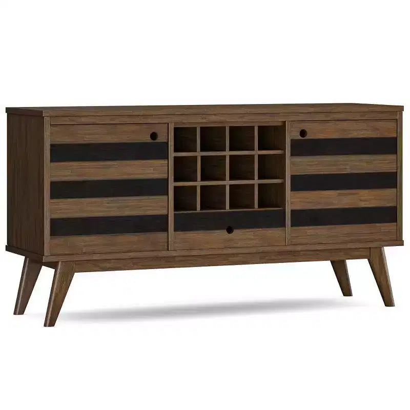 WyndenHall Wright Sideboard with Wine Storage Rustic Natural Aged Brown
