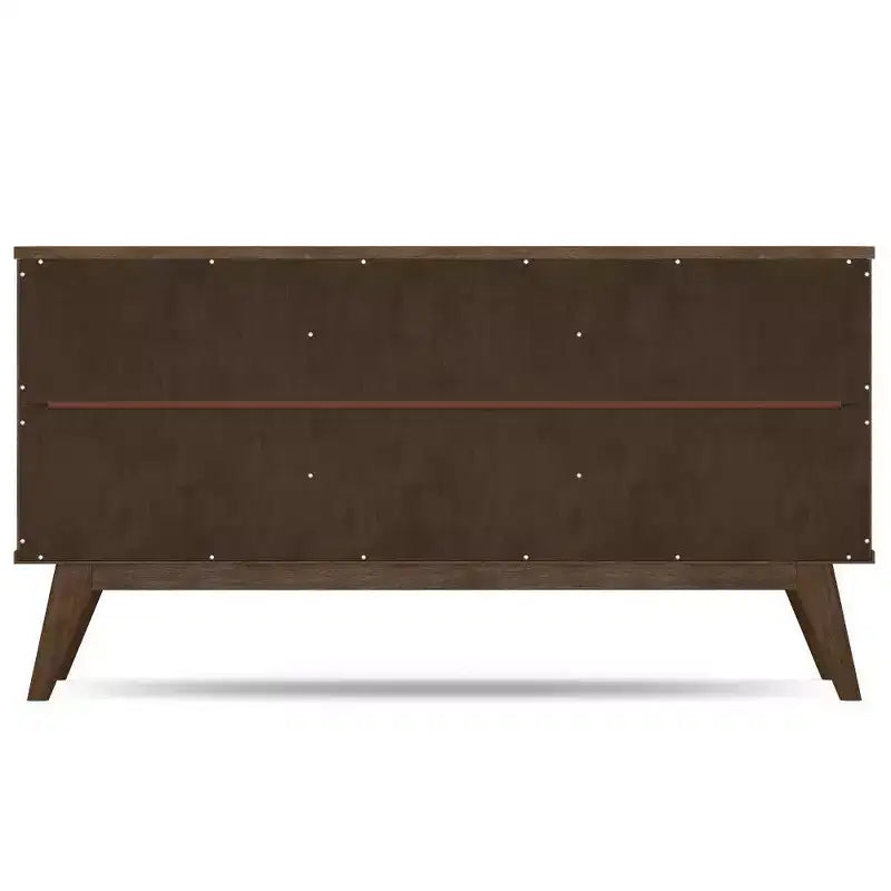 Credenza WyndenHall Wright con portabottiglie, finitura marrone invecchiato rustico