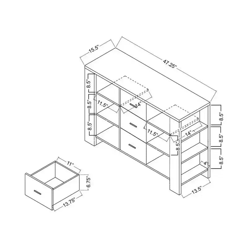 Inger Modern Buffet con Mensole Laterali Espresso - HOMES: Inside + Out: Consolle Contenitore, Credenza da Cucina