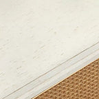 Madia Buylateral Lati con ante in rattan, Bianco Antico/Naturale: Credenza in stile Glam, Mensole Regolabili