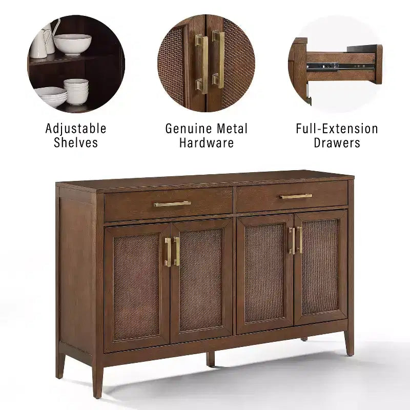 Crosley Milo Credenza Marrone Scuro da 142 cm