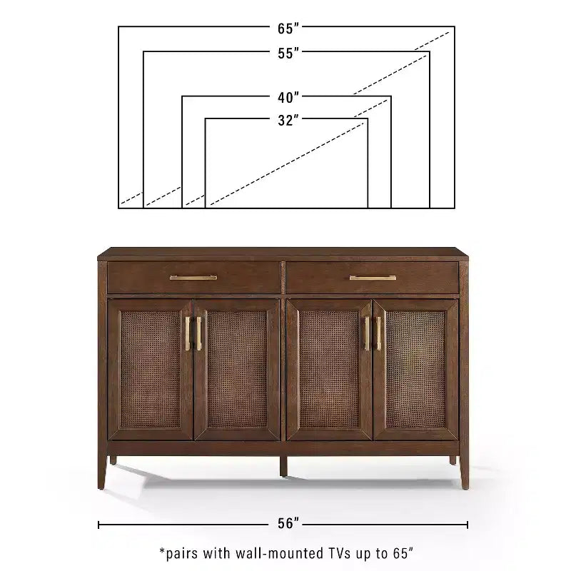 Crosley Milo Credenza Marrone Scuro da 142 cm