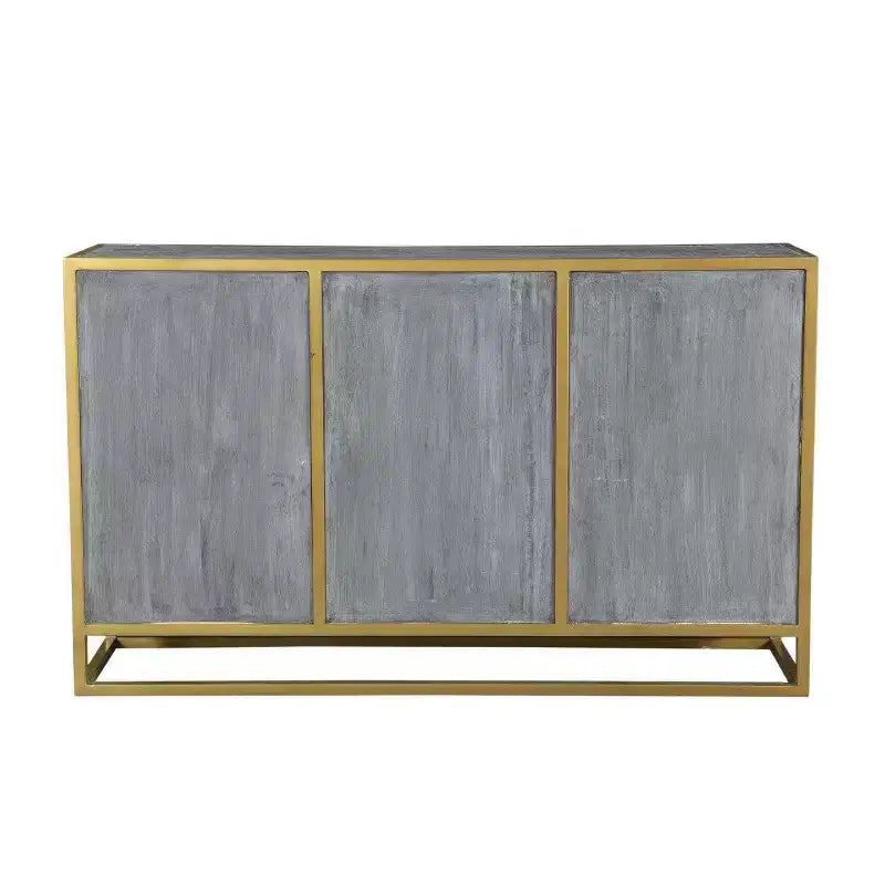 Credenza laterale Raven in legno di mango marrone - Timbergirl: robusto telaio in metallo, 3 cassetti, 2 ante