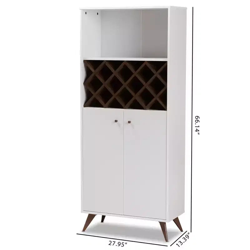 Serafino e mobile bar in legno finitura noce Bianco/Marrone - BaxtonStudio