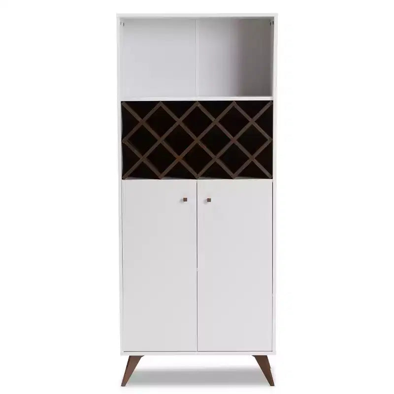 Serafino e mobile bar in legno finitura noce Bianco/Marrone - BaxtonStudio