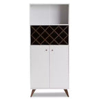 Serafino e mobile bar in legno finitura noce Bianco/Marrone - BaxtonStudio