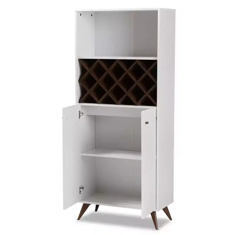 Serafino e mobile bar in legno finitura noce Bianco/Marrone - BaxtonStudio