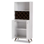 Serafino e mobile bar in legno finitura noce Bianco/Marrone - BaxtonStudio