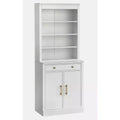 Lifestorey 2pc Monza Modular Cabinet and Hutch with Faux Marble Top White: Farmhouse Style, Faux Marble Top, Adjustable Shelves