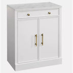 Lifestorey Set 2 Mobili Monza Modulari con Credenza e Top Effetto Marmo Bianco: Stile Rustico, Top Effetto Marmo, Ripiani Regolabili