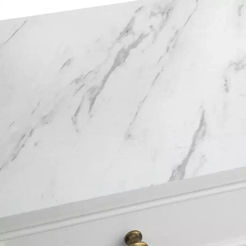 Lifestorey Set 2 Mobili Monza Modulari con Credenza e Top Effetto Marmo Bianco: Stile Rustico, Top Effetto Marmo, Ripiani Regolabili