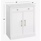 Lifestorey Set 2 Mobili Monza Modulari con Credenza e Top Effetto Marmo Bianco: Stile Rustico, Top Effetto Marmo, Ripiani Regolabili