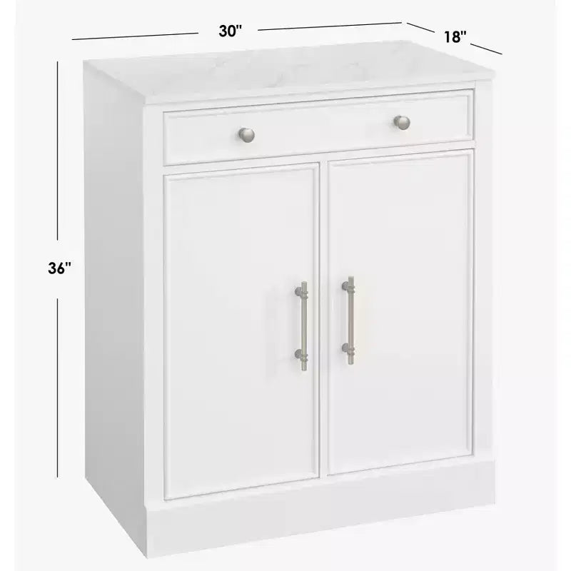 Lifestorey Set 2 Mobili Monza Modulari con Credenza e Top Effetto Marmo Bianco: Stile Rustico, Top Effetto Marmo, Ripiani Regolabili