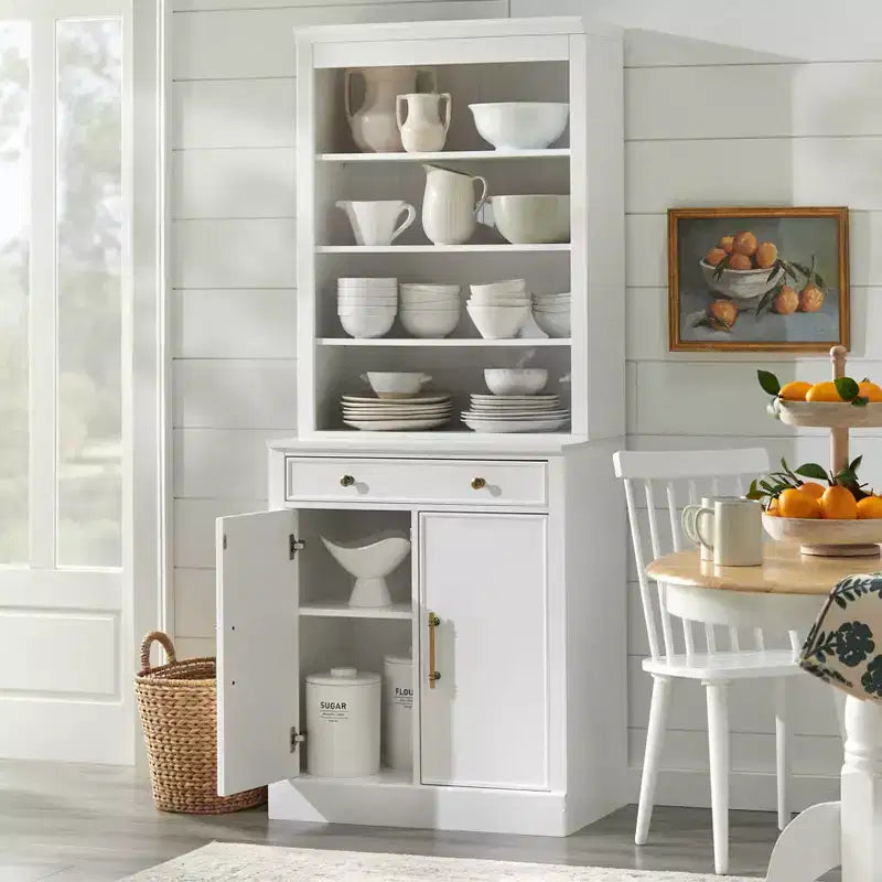 Lifestorey Set 2 Mobili Monza Modulari con Credenza e Top Effetto Marmo Bianco: Stile Rustico, Top Effetto Marmo, Ripiani Regolabili