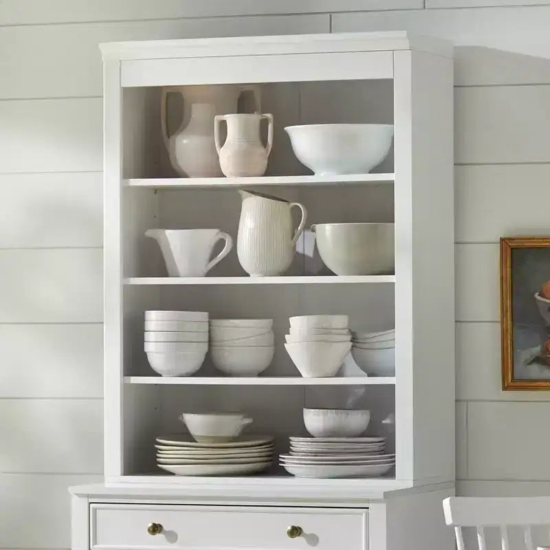 Lifestorey Set 2 Mobili Monza Modulari con Credenza e Top Effetto Marmo Bianco: Stile Rustico, Top Effetto Marmo, Ripiani Regolabili