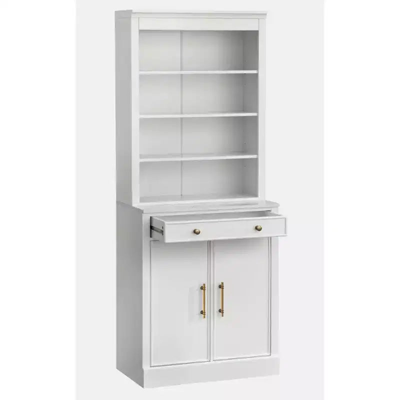 Lifestorey Set 2 Mobili Monza Modulari con Credenza e Top Effetto Marmo Bianco: Stile Rustico, Top Effetto Marmo, Ripiani Regolabili