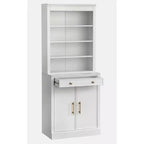 Lifestorey Set 2 Mobili Monza Modulari con Credenza e Top Effetto Marmo Bianco: Stile Rustico, Top Effetto Marmo, Ripiani Regolabili