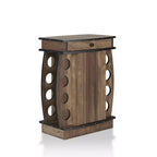 24/7 Shop At Home Bundti Mini Bar with 8 Slot Wine Bottle Rack Reclaimed Oak: Adjustable Shelf, MDF Storage Cabinet