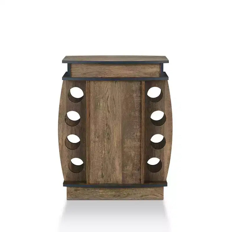 24/7 Shop At Home Mini Bar Bundti con Portabottiglie da 8 Slot in Rovere Recuperato: Ripiano Regolabile, Mobile Contenitore in MDF