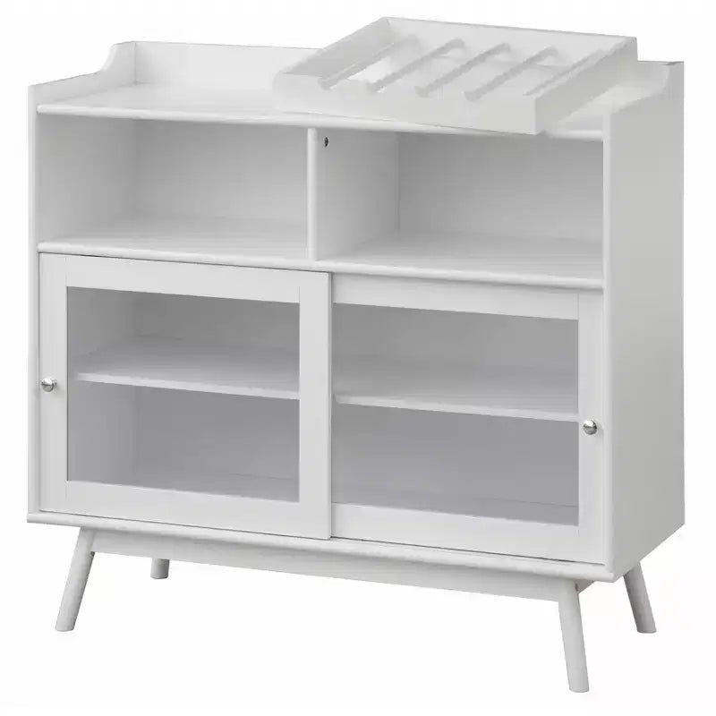 Mobile bar Buylateral Dublin con ante scorrevoli in vetro bianco
