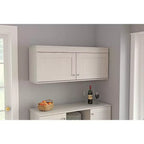 Buffet mural à 2 portes blanc - Inval : Style transitionnel, étagères réglables, finition mélaminée