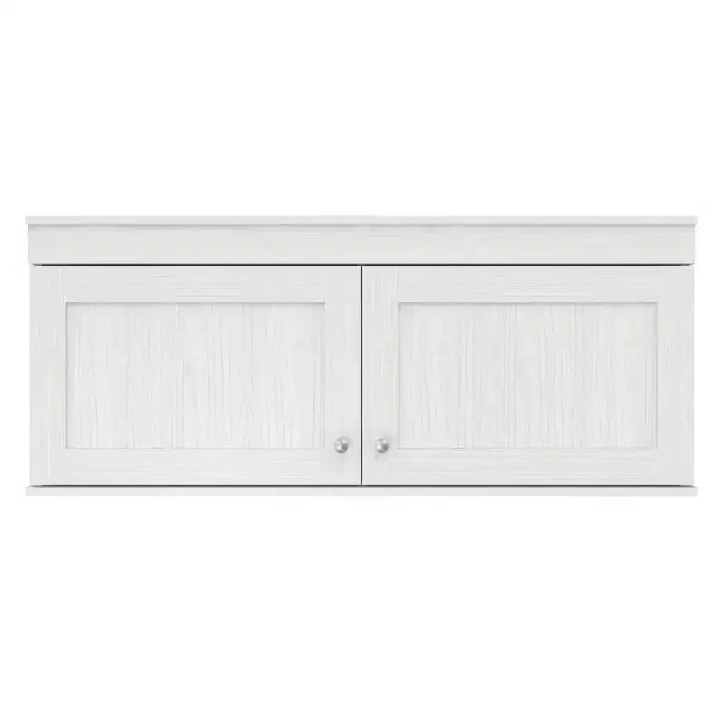 Buffet mural à 2 portes blanc - Inval : Style transitionnel, étagères réglables, finition mélaminée