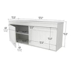 Buffet mural à 2 portes blanc - Inval : Style transitionnel, étagères réglables, finition mélaminée