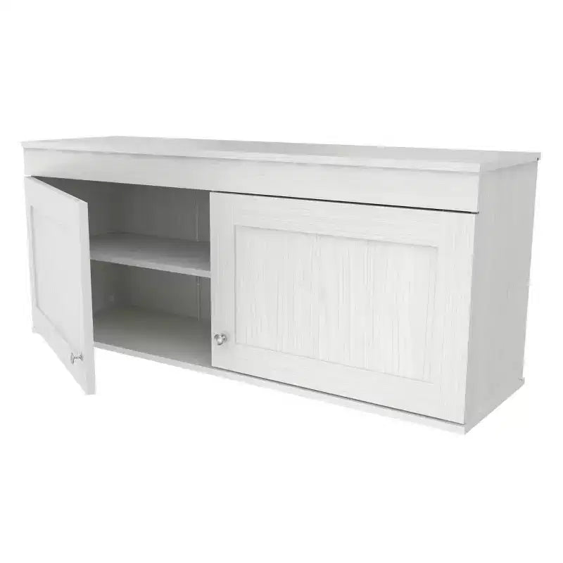 Buffet mural à 2 portes blanc - Inval : Style transitionnel, étagères réglables, finition mélaminée