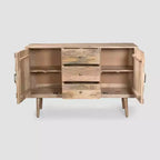 Christopher Knight Home Credenza moderna Latimer Mid-Century a 3 cassetti naturale: Tavolo buffet in legno di mango, 2 ante