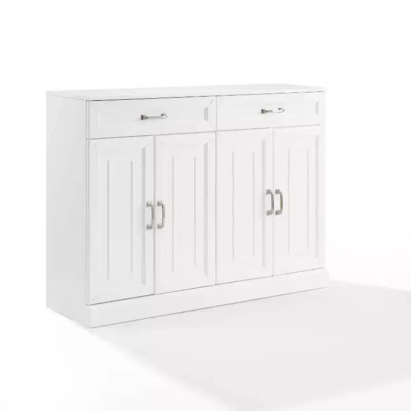Stanton Sideboard White - Crosley: Adjustable Shelves, Storage, 4 Doors, 2 Drawers, Dining Room, Traditional Style