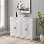 Credenza Stanton Bianca - Crosley: Ripiani regolabili, Mobile contenitore, 4 ante, 2 cassetti, Sala da pranzo, Stile tradizionale