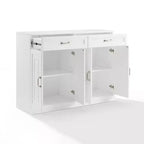 Credenza Stanton Bianca - Crosley: Ripiani regolabili, Mobile contenitore, 4 ante, 2 cassetti, Sala da pranzo, Stile tradizionale
