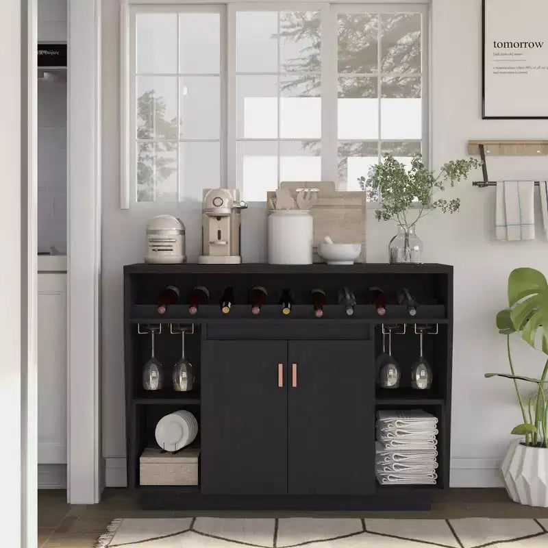 Veritte Contemporary Buffet Noir 9 bouteilles - miBasics